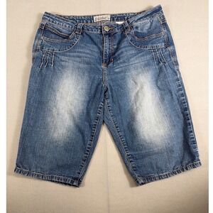Y2K Phat Fashions Silver Label Denim Bermuda Shorts Blue Indigo‎ Size 16